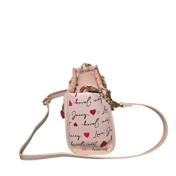 Juicy Couture Love Script Crossbody Bag in Pink and Cream - Picture 4 of 5